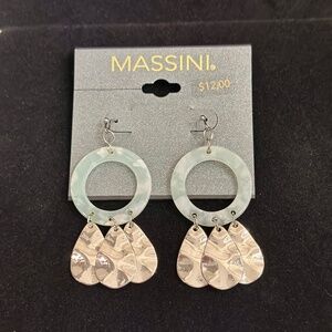 Silver Tone & Light Blue Dangle Earrings